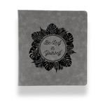 Tropical Leaves Border Leather Binder - 1" - Grey (Personalized)