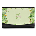 Tropical Leaves Border Genuine Leather Women's Wallet - Small (Personalized)