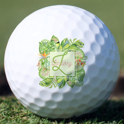 Tropical Leaves Border Golf Balls - Non-Branded - Set of 12 (Personalized)