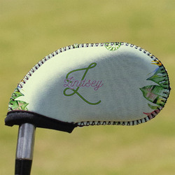 Tropical Leaves Border Golf Club Iron Cover (Personalized)