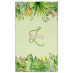 Tropical Leaves Border Golf Towel - Poly-Cotton Blend w/ Name and Initial