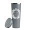 Tropical Leaves Border Grey RTIC Everyday Tumbler - 28 oz. - Lid Off