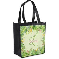 Tropical Leaves Border Grocery Bag (Personalized)