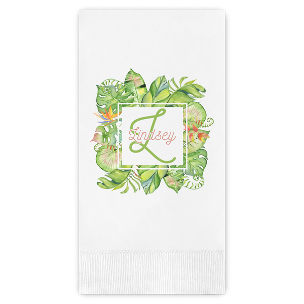 Custom Tropical Leaves Border Guest Towels - Full Color (Personalized)