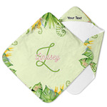 Tropical Leaves Border Hooded Baby Towel (Personalized)