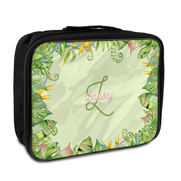 Custom Tropical Leaves Border Insulated Lunch Bag (Personalized)