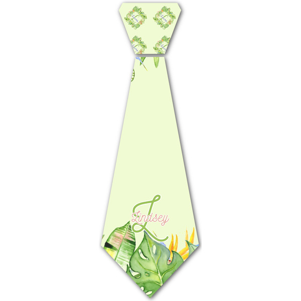 Custom Tropical Leaves Border Iron On Tie - 4 Sizes w/ Name and Initial