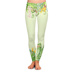 Tropical Leaves Border Ladies Leggings - 2X-Large (Personalized)