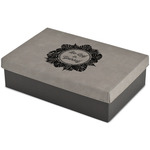 Tropical Leaves Border Large Gift Box w/ Engraved Leather Lid (Personalized)