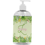 Tropical Leaves Border Plastic Soap / Lotion Dispenser (16 oz - Large - White) (Personalized)