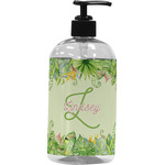 Tropical Leaves Border Plastic Soap / Lotion Dispenser (16 oz - Large - Black) (Personalized)