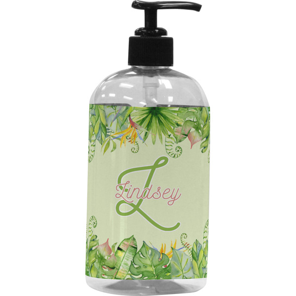 Custom Tropical Leaves Border Plastic Soap / Lotion Dispenser (Personalized)