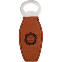 Tropical Leaves Border Leatherette Bottle Opener - Double Sided (Personalized)