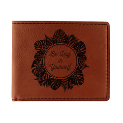 Tropical Leaves Border Leatherette Bifold Wallet - Double Sided (Personalized)