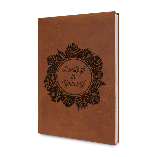 Custom Tropical Leaves Border Leather Sketchbook - Small - Single Sided (Personalized)