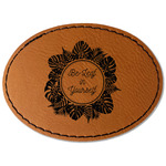 Tropical Leaves Border Faux Leather Iron On Patch - Oval (Personalized)