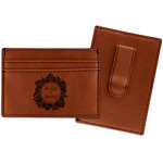 Tropical Leaves Border Leatherette Wallet with Money Clip (Personalized)