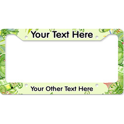 Tropical Leaves Border License Plate Frame - Style B (Personalized)