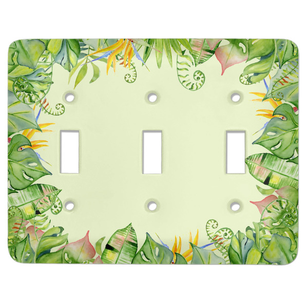 Custom Tropical Leaves Border Light Switch Cover (3 Toggle Plate)