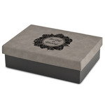 Tropical Leaves Border Medium Gift Box w/ Engraved Leather Lid (Personalized)