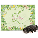 Tropical Leaves Border Dog Blanket - Large (Personalized)