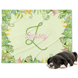 Tropical Leaves Border Dog Blanket - Regular (Personalized)