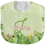 Tropical Leaves Border Velour Baby Bib w/ Name and Initial