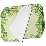 Tropical Leaves Border Dining Table Mat - Octagon - Set of 4 (Single-Sided) w/ Name and Initial