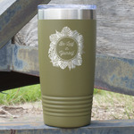 Tropical Leaves Border 20 oz Stainless Steel Tumbler - Olive - Double Sided (Personalized)