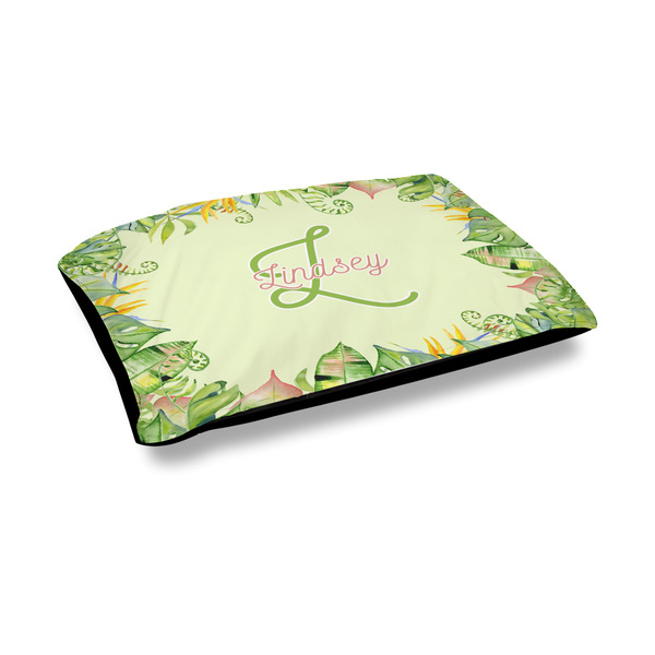 Custom Tropical Leaves Border Outdoor Dog Bed - Medium (Personalized)