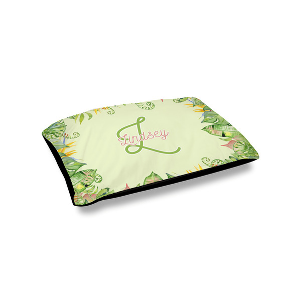 Custom Tropical Leaves Border Outdoor Dog Bed - Small (Personalized)