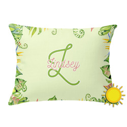 Tropical Leaves Border Outdoor Throw Pillow (Rectangular) (Personalized)