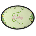 Tropical Leaves Border Iron On Oval Patch w/ Name and Initial