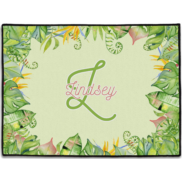 Custom Tropical Leaves Border Door Mat - 24"x18" (Personalized)