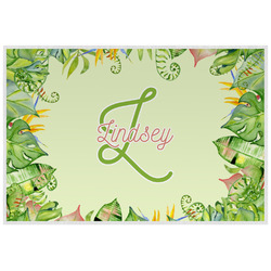 Tropical Leaves Border Laminated Placemat w/ Name and Initial