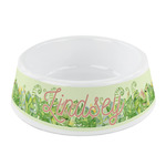 Tropical Leaves Border Plastic Dog Bowl - Small (Personalized)