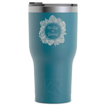 Tropical Leaves Border RTIC Tumbler - Dark Teal - Laser Engraved - Single-Sided (Personalized)