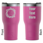 Tropical Leaves Border RTIC Tumbler - Magenta - Laser Engraved - Double-Sided (Personalized)