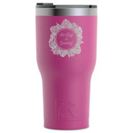 Tropical Leaves Border RTIC Tumbler - Magenta - Laser Engraved - Single-Sided (Personalized)