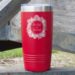 Tropical Leaves Border 20 oz Stainless Steel Tumbler - Red - Double Sided (Personalized)