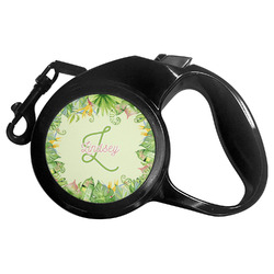 Tropical Leaves Border Retractable Dog Leash - Small (Personalized)