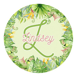 Tropical Leaves Border Round Decal - Medium (Personalized)