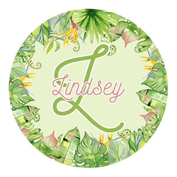 Custom Tropical Leaves Border Round Decal - XLarge (Personalized)