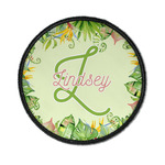 Tropical Leaves Border Iron On Round Patch w/ Name and Initial