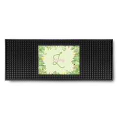 Tropical Leaves Border Rubber Bar Mat (Personalized)