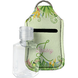 Tropical Leaves Border Hand Sanitizer & Keychain Holder (Personalized)