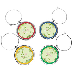 Tropical Leaves Border Wine Charms (Set of 4) (Personalized)