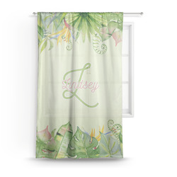 Tropical Leaves Border Sheer Curtain