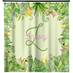 Tropical Leaves Border Shower Curtain - 71" x 74" (Personalized)