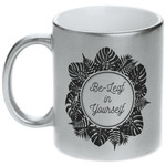 Tropical Leaves Border Metallic Silver Mug (Personalized)